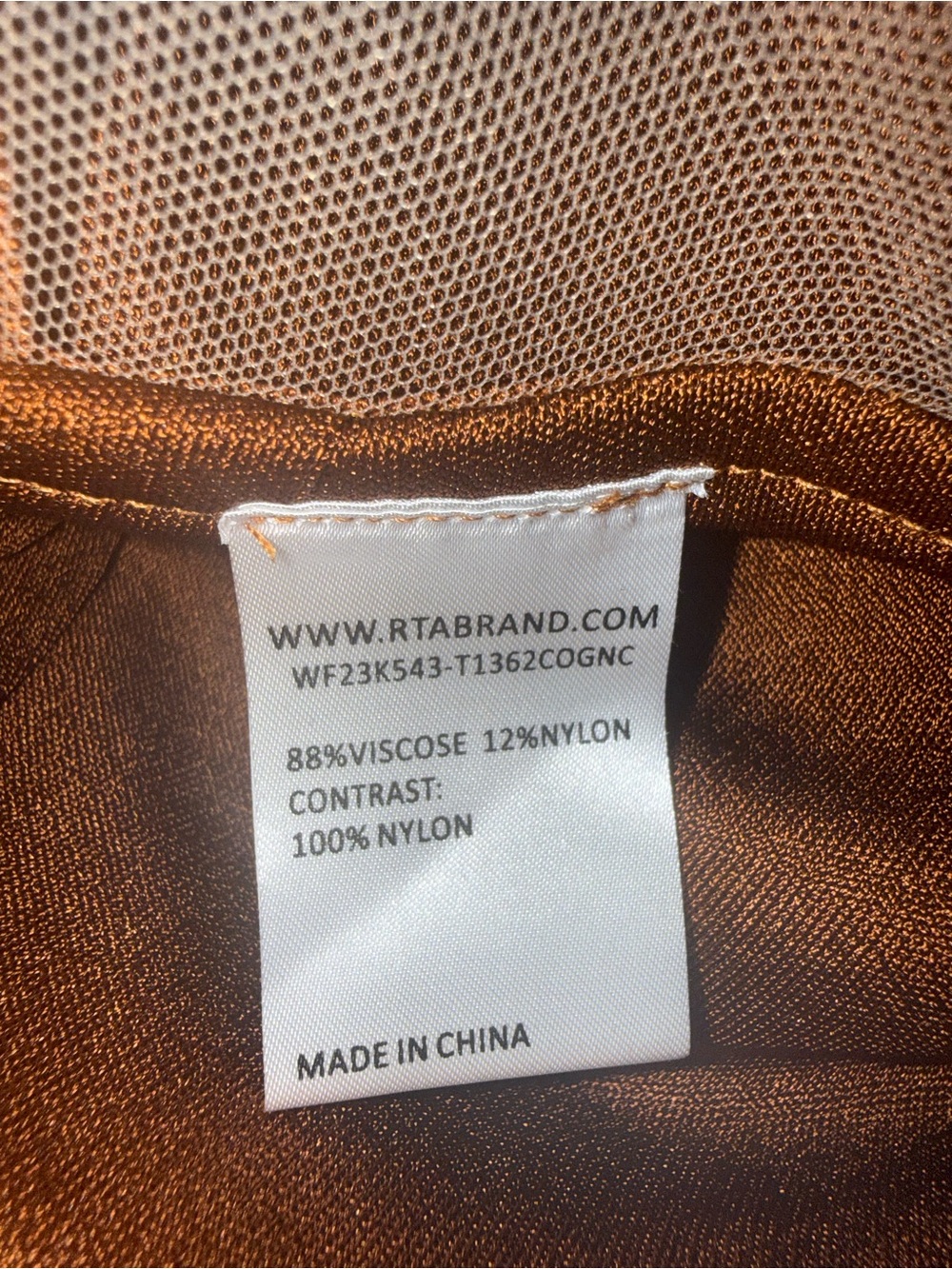 NWOT RTA Angelo Short Sleeve Corset Mesh Top Cognac Brown XS Extra Small - Picture 6 of 6